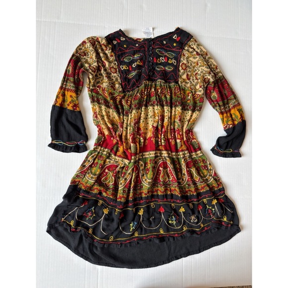 Shubham Dresses & Skirts - Shubham Boho Embroidered Paisley Floral Tunic Mini Dress Rayon Multicolor OS